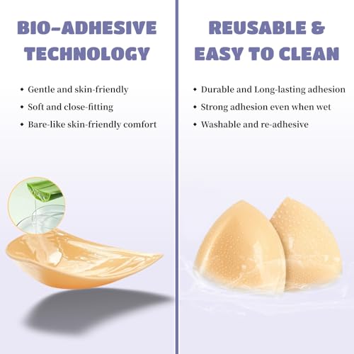 Image of DEPOVOR Double-Sided Adhesive Bra Inserts, Large Size Lightly Padded for D+ Cups, Reusable Lifting Enhancers for Large Busts
