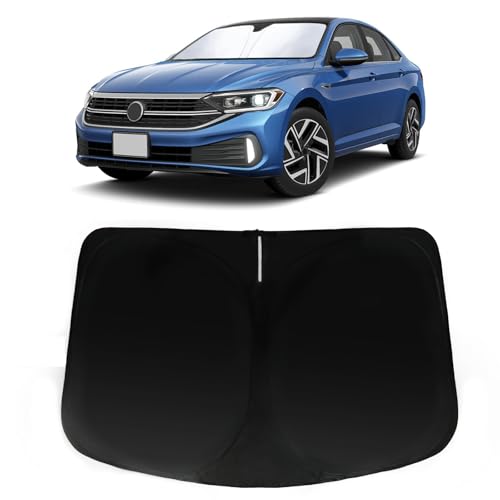 Image of Windshield Sun Shade for Volkswagen 2019-2024 2025 VW Jetta | Car Front Window SunShade Shield Cover with 240T Reflective Fabric Sun Visor Protector UV & Sun Heat Protection Accessories