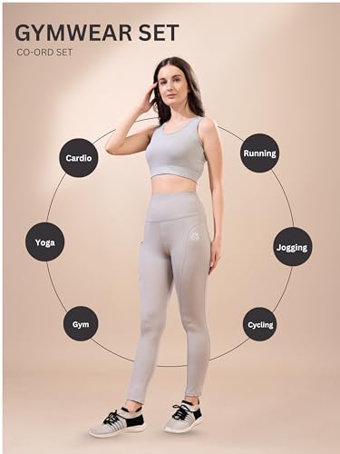 Image of High-Waist Track Suit, Co-ord Set for Women's, Gym wear 2-Piece Workout Set, Sports Bra and Bottom Set, Sports Running Suits, Yoga Wear