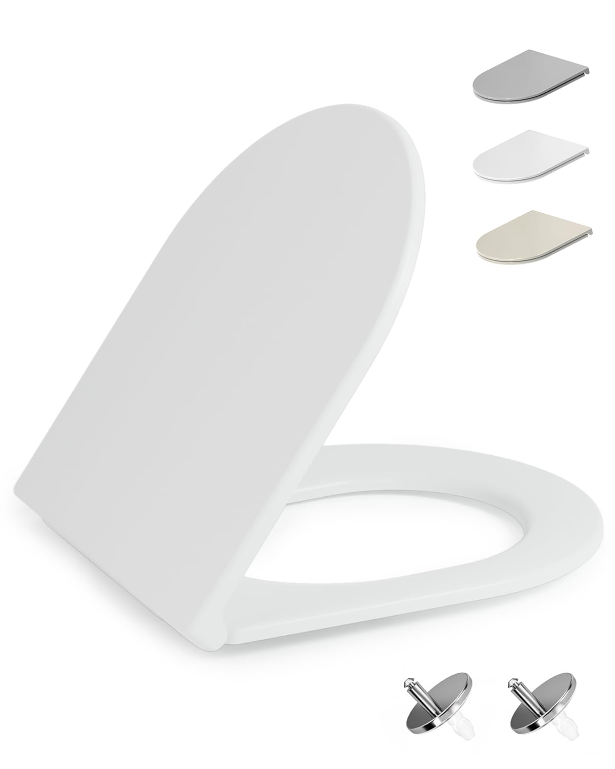 HySail Hochwertiger Toilettendeckel mit Absenkautomatik, Schnellverschluss und Hygienischer Oberfläche – Robust, Umweltfreundlich, Farbbeständig, in Mehreren Farben Erhältlich (Weiß, D-Form Kurz)
