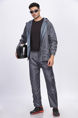 Image of TAGAS Men's Raincoat ||Waterproof for Bike ||Reversible Double Layer with Hood || Set of Top and Bottom With Cap rain Wear
