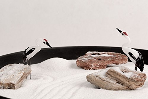ICNBUYS Zen Garden Cranes Set with Free Rakes and Pushing Sand Pen Base Tray Diameter 9.4 inches - Thumbnail 3