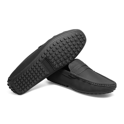 Bruno Marc Men's Slip-on Penny Loafer Suede Driving Shoes,Size 11,Black,SBLS2334M