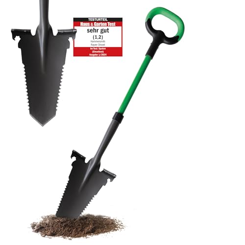 Hammersmith RayzerShovel - Spaten mit Wurzelsäge - Gärtnerspaten für Harte & steinige Böden zum Graben, Schneiden & Sägen - Trittkante für mehr Kraft, für Garten, BAU, Wurzeln entfernen