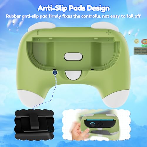 Image of Auarte Controller Grips for Joy-Con Compatible with Nintendo Switch 2, 2 Pack Cute Comfort Wear-Resistant Handle Kit Accessories, Holder for 2025 Switch 2 Joypads(White, Pink and Green)