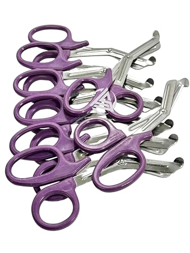12 Pack Trauma Shears EMT Utility Bandage Scissors Serrated Blunt Tips for Paramedics, Nurses, First-Aid Responders and More. (Purple)