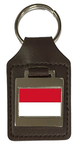 Porte-clés en cuir gravé drapeau Monaco pour vos clés de voiture