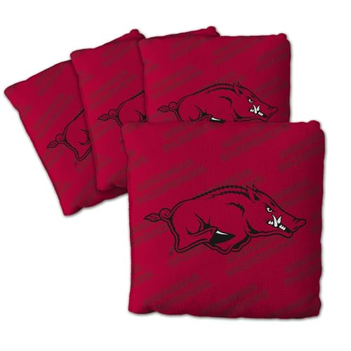 YouTheFan Officially-Licensed NCAA Arkansas Razorbacks Set of 4 Cornhole Bags - All Weather Regulation 6” x 6” Size - 16oz Weight - Designed in USA