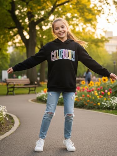 Image of WELAKEN Girls California Hoodies Sweatshirts Long Sleeves Pullover Tops