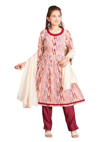 Image of Aarika Girls Ethnic Wear Grey Colour Abstract Print Kurti