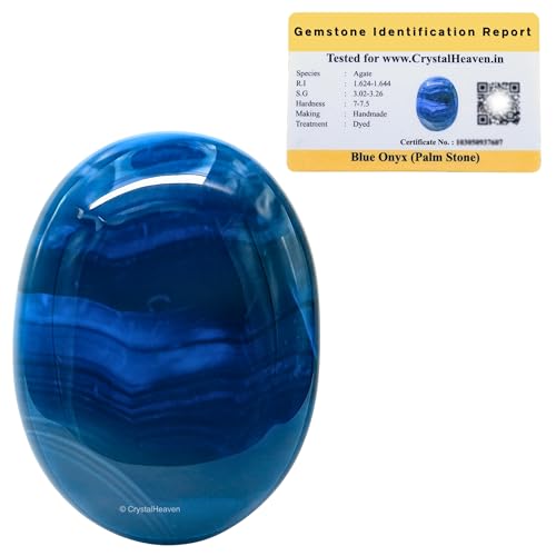 Image of Certified Blue Onyx Palm Pebbles Stones For Anxiety Stress Relief | AAA Grade Original Healing Gemstone Agate Palm Stone For Yoga Meditation Spiritual Reiki Feng Shui