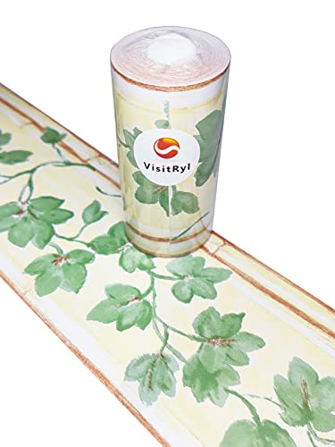 Visitryl Peel And Stick Wallpaper Border For Wall Rustic Green Leaves Nature Decor - Nature Decor For Bedroom Classroom Decor Bulletin Board Borders Paper - 3.93 In X 393.7 In #TOP3