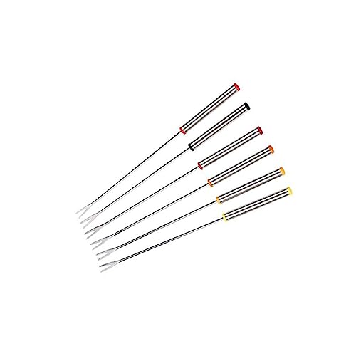 OUNONA 6Pcs Stainless Steel Dessert Forks with Heat Resistant Handle for Cheese Fondue Chocolate Fountain and Roasting Marshmallows for Parties