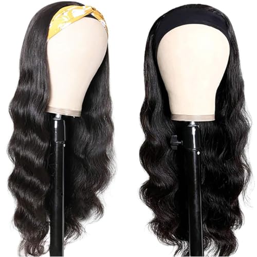 Image of Celiarita Body Wave Headband Wig Human Hair Wigs 26 inch Glueless Non Lace Front Wig Machine Made Brazilian Body Wave Headband Half Wigs for Black Women Human Hair Natural Color