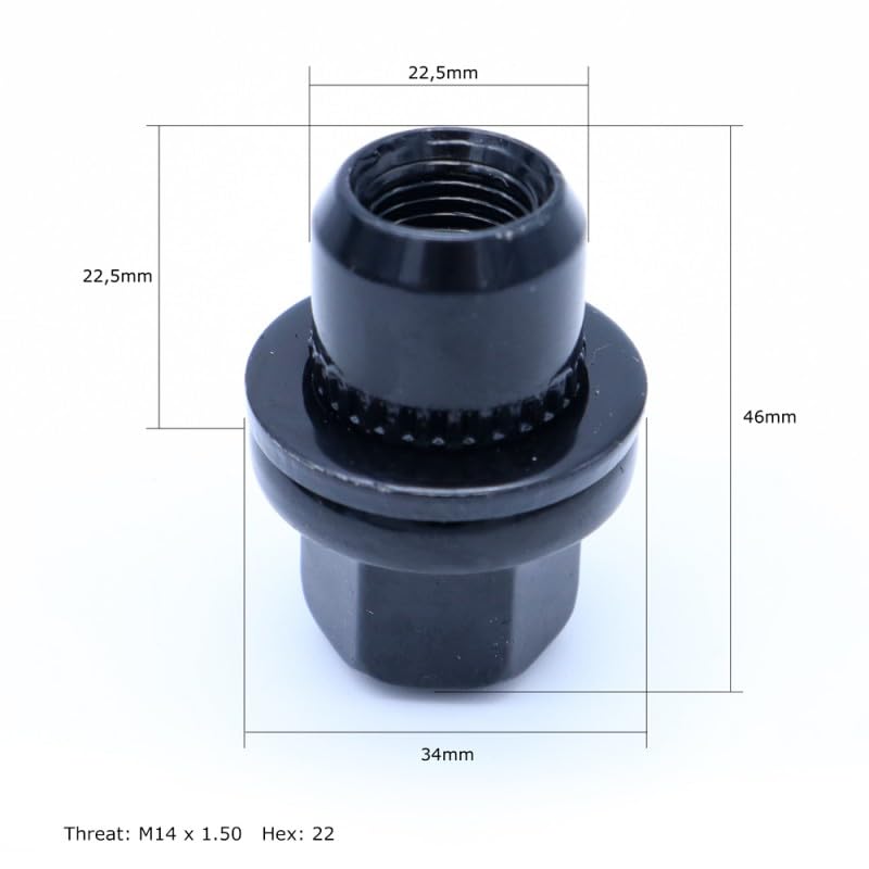 Tuercas M14X1.5 DIN 10.9 de alta resistencia OMP Speed para llantas de Range Rover color negro 2