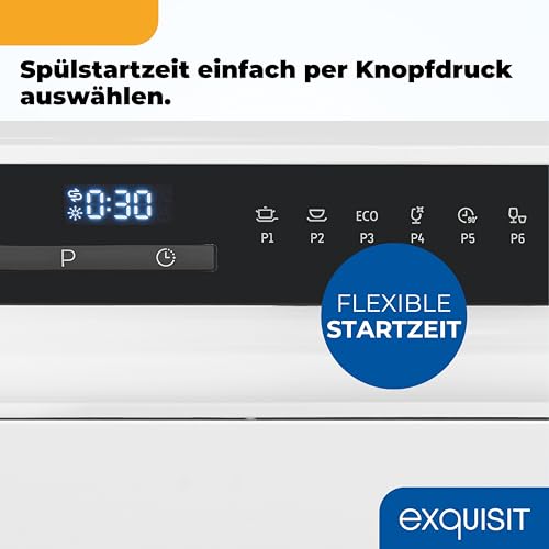 Exquisit Mini-Geschirrspüler, Tischspülmaschine, 55 cm breit, spülmaschine klein, Auto Türöffner, ECO-Modus, GSP5206-030D weiss