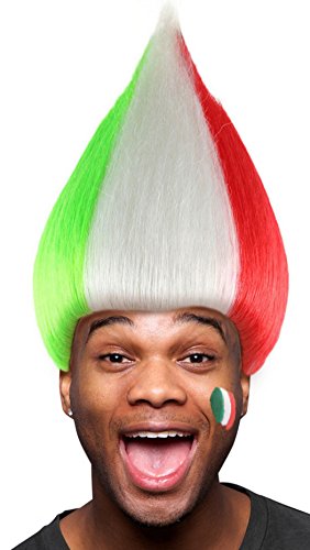 Cece Italy Flag Troll Wig Colorful Hairpiece For Halloween Sport Football Fan Costumes Party #TOP1