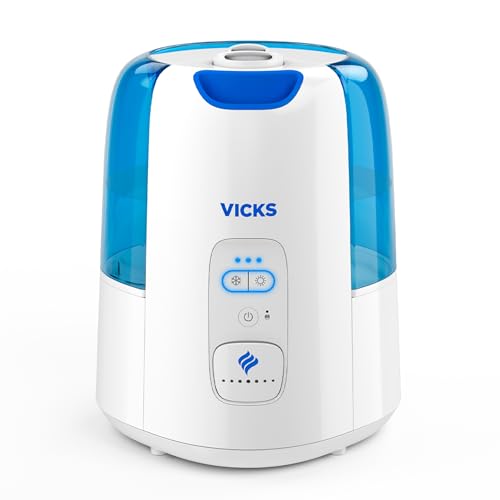 Vicks Dual Comfort Cool + Warm Mist Humidifier for Bedrooms With Fusion Technology, Compatible with Vicks VapoPads and VapoSteam, White by Vicks - Used condition - US$84.35