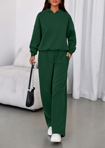 Image of PRETTYGARDEN Womens Sweatsuits 2 Piece Set 2026 Casual Winter Long Sleeve Hoodie Loose Wide Leg Sweatpants Fall Tracksuit