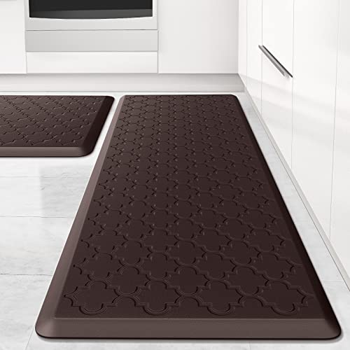 Image of Kitchen Mat [2 PCS] Cushioned Anti-Fatigue Floor Mat, Waterproof Non-Skid Kitchen Mats and Rugs, Ergonomic Comfort Foam Kitchen Rugs, Standing Mat for Kitchen, Floor,Office, Sink, Laundry (Chocolate)