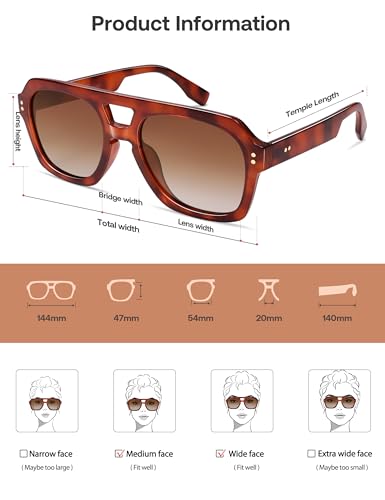 Image of SOJOS Retro Thick Polarized Aviator Sunglasses for Women Men, Large Trendy Bold Square Pilot Shades SJ2385