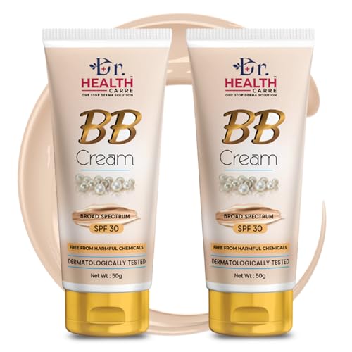 Image of Dr Health Carre BB Cream SPF 30, Natural Shade, Paraben-Free, Lightweight Foundation with Instant Spot Coverage, Evens Skin Tone, Natural Glow Finish, 50g (Pack of 2)