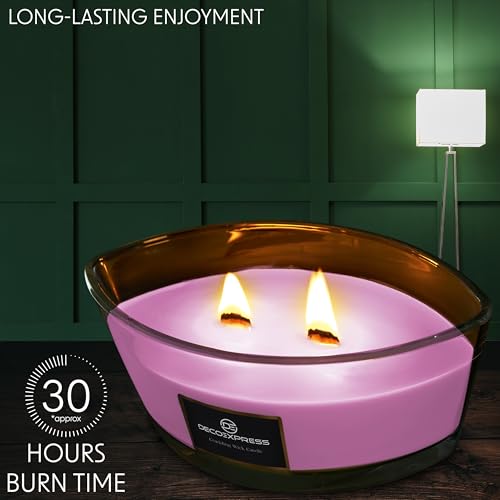 DECO EXPRESS Scented Candles, Double Wick Crackle Candles, Long 50 Hours Burn Time, Calming & Cosy Home Decor, Birthday - Image 4