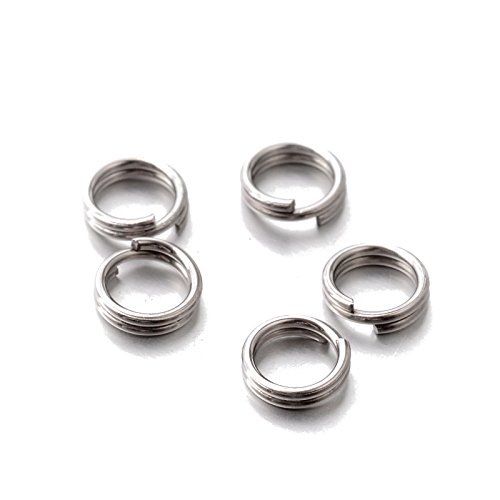 Pandahall 500pcs 304 Stainless Steel Split Rings Double Loop Round Jump Rings for Jewelry Makings Stainless Steel Color 5x1mm