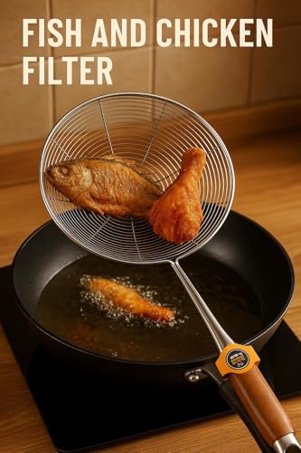 ANAM Spider Strainer Skimmer Spoon with Wooden Grip - Ideal for Deep Frying, Pasta, Hot Pot, Tempura, and Cooking - Image 6