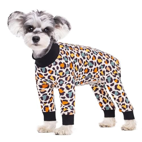 Image of Dog Surgery Recovery Suit for Small Dogs, 4-Legged Dog Onesie After Surgery with Back Snaps, Breathable Cotton Spay and Neuter Bodysuit for Female and Male Dogs