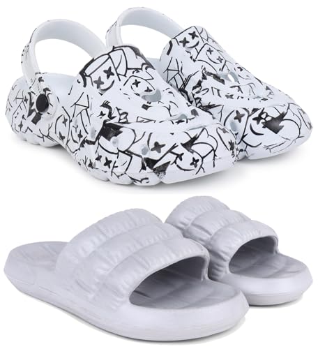 Image of Pampy Angel Combo Pack of 2 Slipper /Flip Flops /Slides /Clogs /Sandals with Adjustable Back Strap for Men (Cl-A-Smarti,Box)