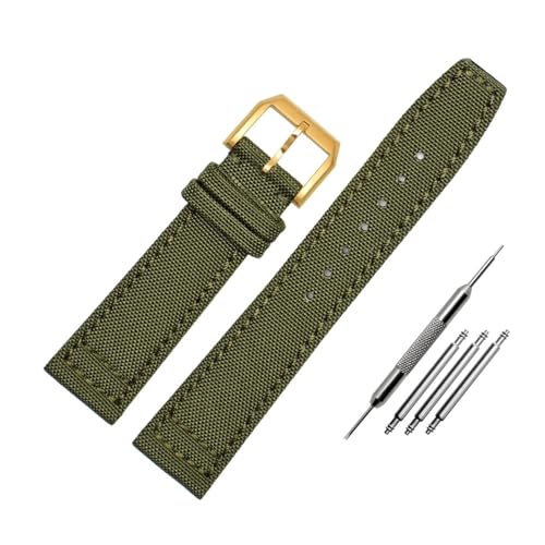 [X] iCLoX Lea/ther {gvXgbv 20 21 22 A[~[O[u[ubNvoh Fit For IWC }[N-xx pCbg|gM[[ɓK(Army green-G pin,21mm)