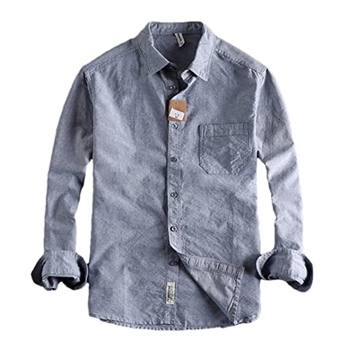 Chemise à manches longues Oxford homme grise style décontracté Disimlarl taille L