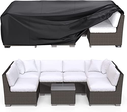 Image of Patio Furniture Covers, Heavy Duty Outdoor Furniture Cover Waterproof, Sectional Sofa Set Covers Table and Chair Set Cover, 128 inchLx83 inchWx28 inchH