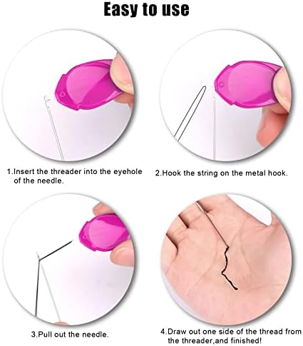 SAVITA 24pcs Needle Threaders Tool Set, Plastic Thumb & Gourd Shaped Needle Threaders with Blade Seam Openers Drawstring Threaders Sewing Needles for Easy Quilting