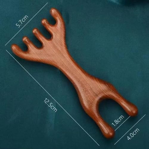 Image of Flavoma Natural Wood 7-Finger Antler Hair and Scalp Massager | Wood Design Multi-Functional | Multifunctional Meridians Scalp Massage Gua Sha | Scalp Massage No Static Head Massager Physical Therapy