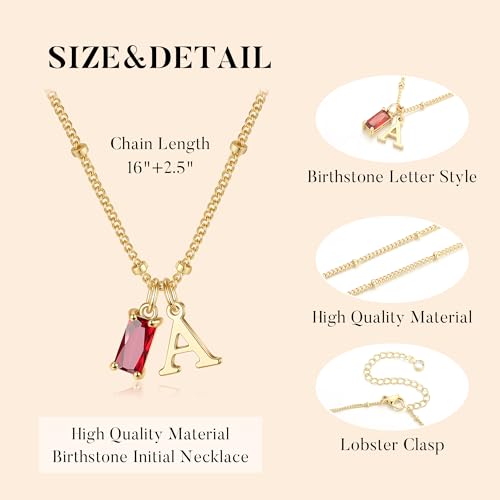 Cadeau anniversaire femme : collier initiale et pierre du mois - 7
