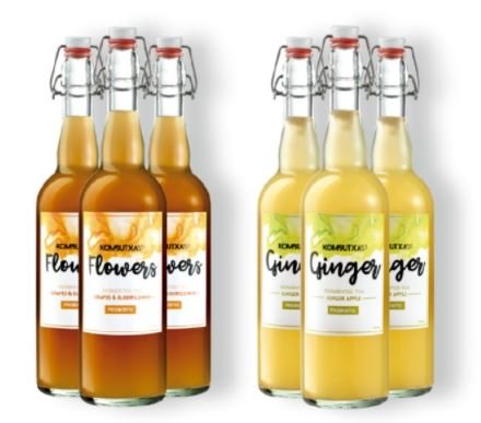 Mūn Ferments Té Kombucha Pack Ginger + Flowers 6x750ml - Bebida Ecológica Bio Fermentada - Con Probióticos Naturales - Libre De Azúcar Y Gluten
