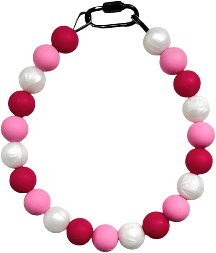 Silicone Bead Collar - Waterproof - 100% Non-Toxic - Scent Free & Odor Resistant All Breeds, Pink Pearls (24)