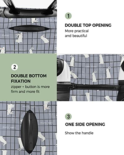 Travel Luggage Cover X-Large Suitcase Cover Fit for 29-32 Inch Luggage Luggage Protector Suitcase Cover Scratchproof Art Cartoon Bunny Grey Plaid Luggage Cover Protector for Suitcase2