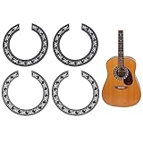 SUPERFINDINGS 4Pcs 2 Colors Guitar Soundhole Decal Wood Soundhole Rosette Inlay Sound Hole Decal for Classical Guitar Ukulele