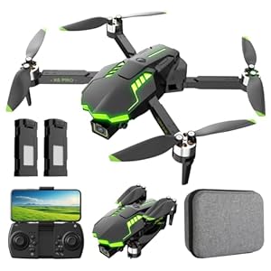 Drone with Camera 1080P for Kids and Adults, Foldable Drone with Brushless Motor RC Quadcopter, Toys for Boys and Men Birthday Gifts (Green)