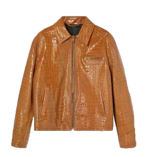 Men's Vintage Alligator Crocodile premium Cow leather skin jacket