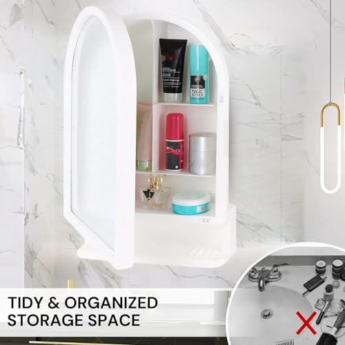 Image of CIPLA PLAST Ideal Bathroom Mirror Cabinet with Mirror White | Storage Organiser | Strong Plastic Bathroom Shelves Wall Mounted | Bathroom Accessories| (Made in India) (Ideal Mirror Cabinet)