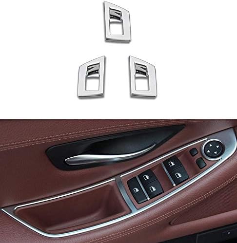 YIWANG - 3 piezas de fibra de carbono cromada para panel de botón de ventana para BMW Serie 5 F10 520 525 2011  2017 controlador de mano izquierda,