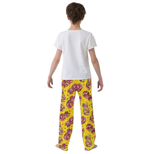 ZZXXB Tropic Pineapples Boys Long Pants Soft Trousers Elastic Waist Kids Lounge Bottoms with Pockets S-XL3