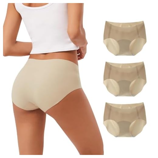 INNERSY Women's Seamless No Show Hipster Panties Invisible Light Underwear 3-Pack(3 Beige,Large)