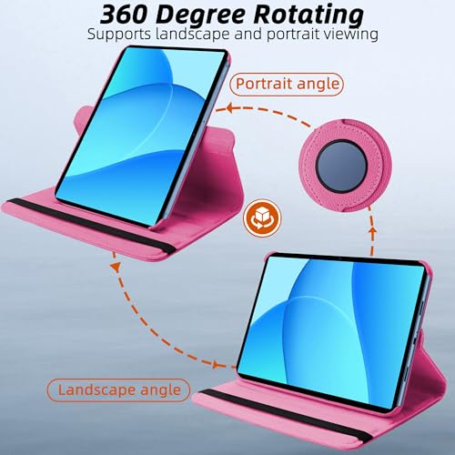 Image of TGK 360 Rotatable Smart Flip Cover for OnePlus Pad Lite 11 inch Tablet Case, Oppo Pad SE 11 inch (Hot Pink)