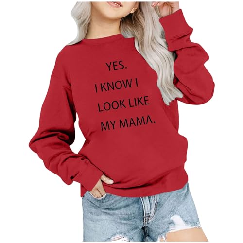 Cute Graphic Sweatshirts For Girls Casual Long Sleeve Crewneck Pullovers Funny Letter Print Sweater Tops 1-11 Years