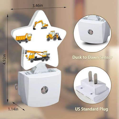 Image of Cartoon Truck Machines Night Lights Plug in Wall Lamp Smart Dusk to Dawn Sensor for Home Decorative,Kids Room Bedroom Bathroom Kitchen Hallway Gifts